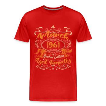 March 1961 | Aged Perfectly - T-shirt bio Premium Homme - rouge - Devant - Damien (186cm)