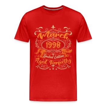 March 1998 | Aged Perfectly - T-shirt bio Premium Homme - rouge - Devant - Damien (186cm)