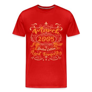 March 2005 | Aged Perfectly - T-shirt bio Premium Homme - rouge - Devant - Damien (186cm)