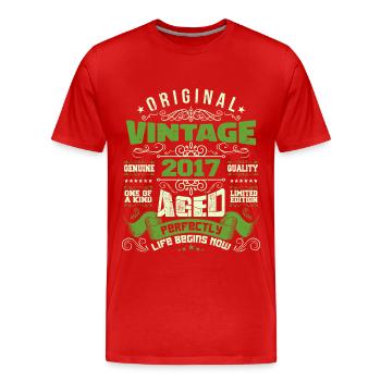 Vintage Anniversary 2017 - Retro Gift - Men's Premium Organic T-Shirt - red - Front - Damien (186cm)