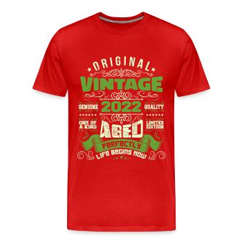 Vintage Jubiläum 2022 - Retro Geschenk - Männer Premium Bio T-Shirt - Rot - Vorne - Damien (186cm)