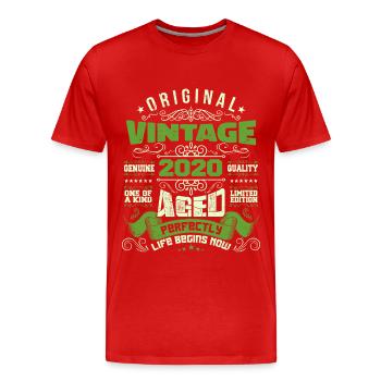Vintage Anniversary 2020 - Retro Gift - Men's Premium Organic T-Shirt - red - Front - Damien (186cm)