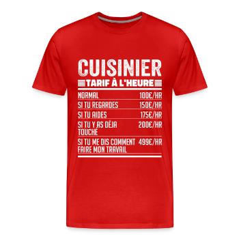 Cuisinier Idée Cadeau Humour pour Cuisinier - T-shirt bio Premium Homme - rouge - Devant - Damien (186cm)