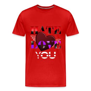 Haine et amour Cœur pour les amoureux et les amoureux - T-shirt bio Premium Homme - rouge - Devant - Damien (186cm)