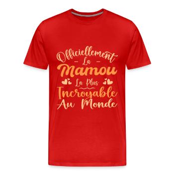 Officiellement La Mamou La Plus Incroyable Au Mond - T-shirt bio Premium Homme - rouge - Devant - Damien (186cm)