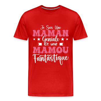 Je suis une Maman géniale Et une Mamou Fantastique - T-shirt bio Premium Homme - rouge - Devant - Damien (186cm)