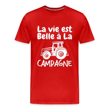 La Vie est Belle à La Campagne - T-shirt bio Premium Homme - rouge - Devant - Damien (186cm)