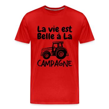 La Vie est Belle à La Campagne - T-shirt bio Premium Homme - rouge - Devant - Damien (186cm)