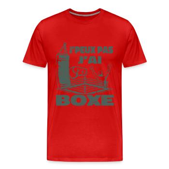 J'Peux Pas J'ai Boxe Humour Cadeau | Boxe Boxeuse - T-shirt bio Premium Homme - rouge - Devant - Damien (186cm)