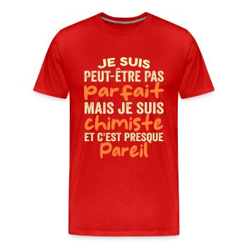 chimiste humour | Anniversaire Chimiste | Chimie - T-shirt bio Premium Homme - rouge - Devant - Damien (186cm)