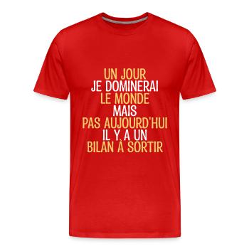 Comptable Comptabilité Calcul Métier Cadeau Humour - T-shirt bio Premium Homme - rouge - Devant - Damien (186cm)