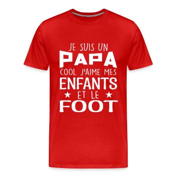 Je Suis Un Papa Cool J'aime Mes Enfants Et Le Foot - T-shirt bio Premium Homme - rouge - Devant - Damien (186cm)