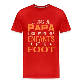 Je Suis Un Papa Cool J'aime Mes Enfants Et Le Foot - T-shirt bio Premium Homme - rouge - Devant - Damien (186cm)
