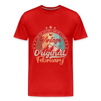 Né en Février Cadeau D'anniversaire - T-shirt bio Premium Homme - rouge - Devant - Damien (186cm)