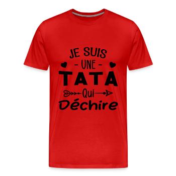 Je Suis Une Tata Qui Déchire - T-shirt bio Premium Homme - rouge - Devant - Damien (186cm)