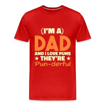 Papa Pun - Men's Premium Organic T-Shirt - red - Front - Damien (186cm)