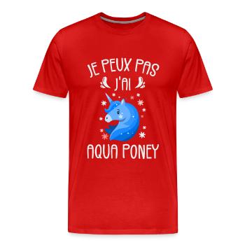 Je Peux Pas J'ai Aqua Poney - T-shirt bio Premium Homme - rouge - Devant - Damien (186cm)