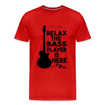 Relax The Bass Player Is Here Guitare Cadeau - T-shirt bio Premium Homme - rouge - Devant - Damien (186cm)