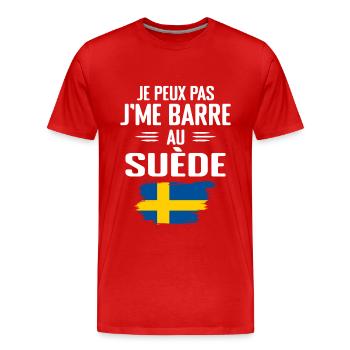 Ich kann nicht in Schweden bar sein - Männer Premium Bio T-Shirt - Rot - Vorne - Damien (186cm)