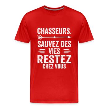 Humour Anti Chasse Pour La Protection Des Animaux - T-shirt bio Premium Homme - rouge - Devant - Damien (186cm)