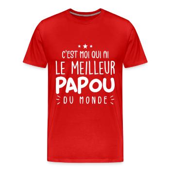 Le Meilleur Papou du Monde - T-shirt bio Premium Homme - rouge - Devant - Damien (186cm)