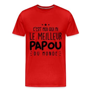 Le Meilleur Papou du Monde - T-shirt bio Premium Homme - rouge - Devant - Damien (186cm)