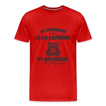 Chauffeur Routier Caféïne Et Diesel - T-shirt bio Premium Homme - rouge - Devant - Damien (186cm)