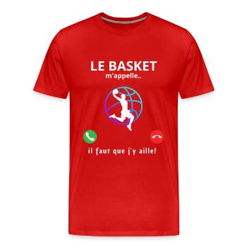 Le basket m'appelle - T-shirt bio Premium Homme - rouge - Devant - Damien (186cm)