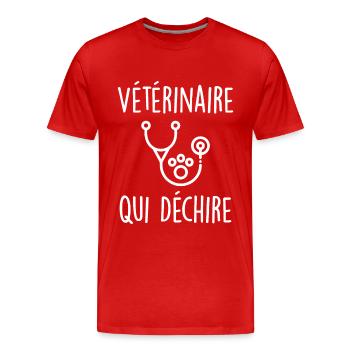 Vétérinaire Qui Déchire - T-shirt bio Premium Homme - rouge - Devant - Damien (186cm)