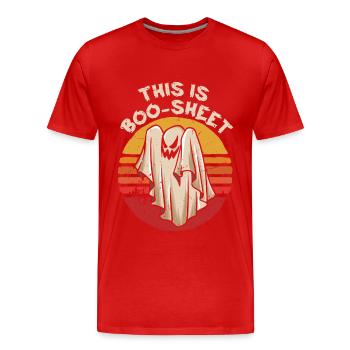 This is Boo-sheet Halloween Outfit Boo-sheet Tees - Men's Premium Organic T-Shirt - red - Front - Damien (186cm)