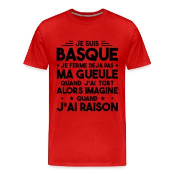 Je Suis Basque - Je Ferme Pas Ma Gueule - T-shirt bio Premium Homme - rouge - Devant - Damien (186cm)