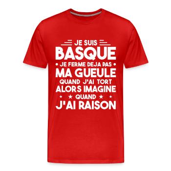 Je Suis Basque - Je Ferme Pas Ma Gueule - T-shirt bio Premium Homme - rouge - Devant - Damien (186cm)