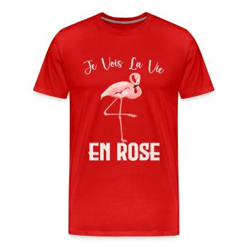 Flamand Rose - Vie En Rose - T-shirt bio Premium Homme - rouge - Devant - Damien (186cm)
