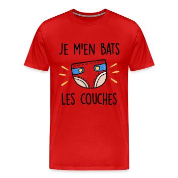 Je M'en Bats Les Couches - T-shirt bio Premium Homme - rouge - Devant - Damien (186cm)