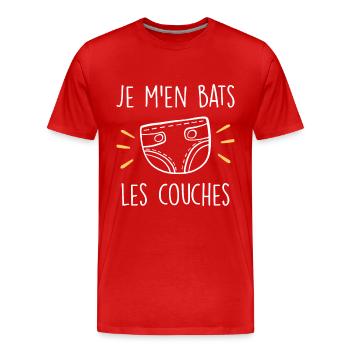 Je M'en Bats Les Couches - T-shirt bio Premium Homme - rouge - Devant - Damien (186cm)