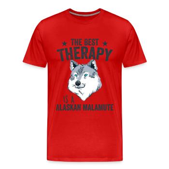 The Best Therapy Is Alaskan Malamute Dog Lover - Men's Premium Organic T-Shirt - red - Front - Damien (186cm)
