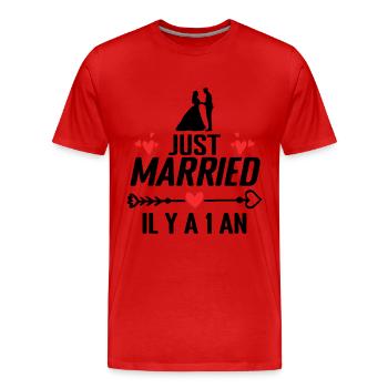 Baumwolle Hochzeitsgeschenk Hochzeitstag 1 Jahr - Männer Premium Bio T-Shirt - Rot - Vorne - Damien (186cm)