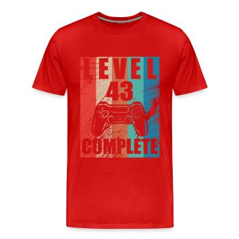 Level 43 abgeschlossen - Männer Premium Bio T-Shirt - Rot - Vorne - Damien (186cm)