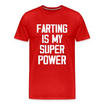 Furzen ist meine Superkraft - Lustig - Männer Premium Bio T-Shirt - Rot - Vorne - Damien (186cm)