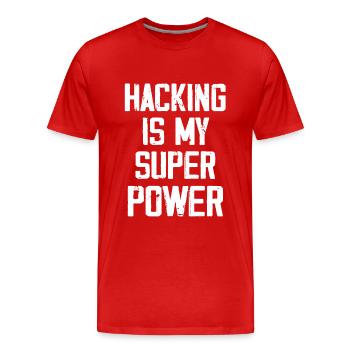 Hacken ist meine Superkraft - Lustig - Männer Premium Bio T-Shirt - Rot - Vorne - Damien (186cm)