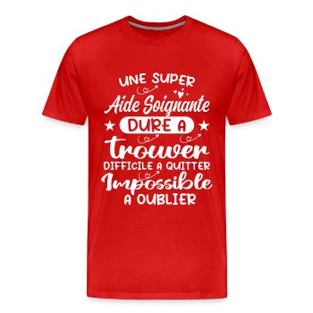Aide Soignante Aides Soignants - T-shirt bio Premium Homme - rouge - Devant - Damien (186cm)