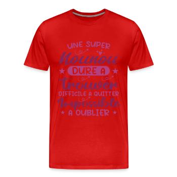 Une Super Nounou - Nounou Adorable - T-shirt bio Premium Homme - rouge - Devant - Damien (186cm)