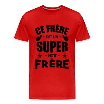 Ce Frère Est Un Super Petit Frère - T-shirt bio Premium Homme - rouge - Devant - Damien (186cm)