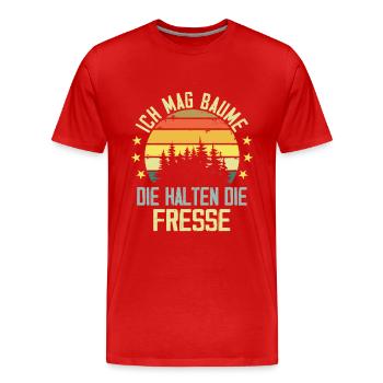 Ich Mag Bäume Die Halten Die Fresse - Männer Premium Bio T-Shirt - Rot - Vorne - Damien (186cm)