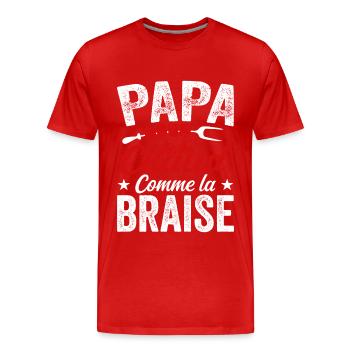 Papa Chaud Comme La Braise, Cadeau Humour Barbecue - T-shirt bio Premium Homme - rouge - Devant - Damien (186cm)