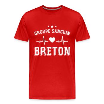 Bretagne, Bretagne humour, je suis Breton - T-shirt bio Premium Homme - rouge - Devant - Damien (186cm)