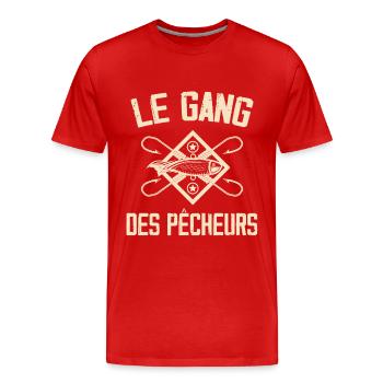Pêche, Pêcheur, Canne à pêche - T-shirt bio Premium Homme - rouge - Devant - Damien (186cm)