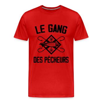 Pêche, Pêcheur, Canne à pêche - T-shirt bio Premium Homme - rouge - Devant - Damien (186cm)
