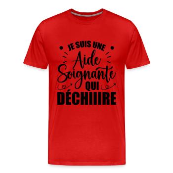 Aide Soignante Humour Aides Soignants - T-shirt bio Premium Homme - rouge - Devant - Damien (186cm)