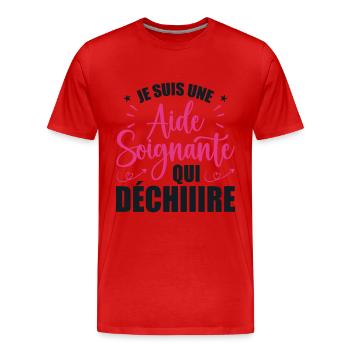 Aide Soignante Humour Aides Soignants - T-shirt bio Premium Homme - rouge - Devant - Damien (186cm)